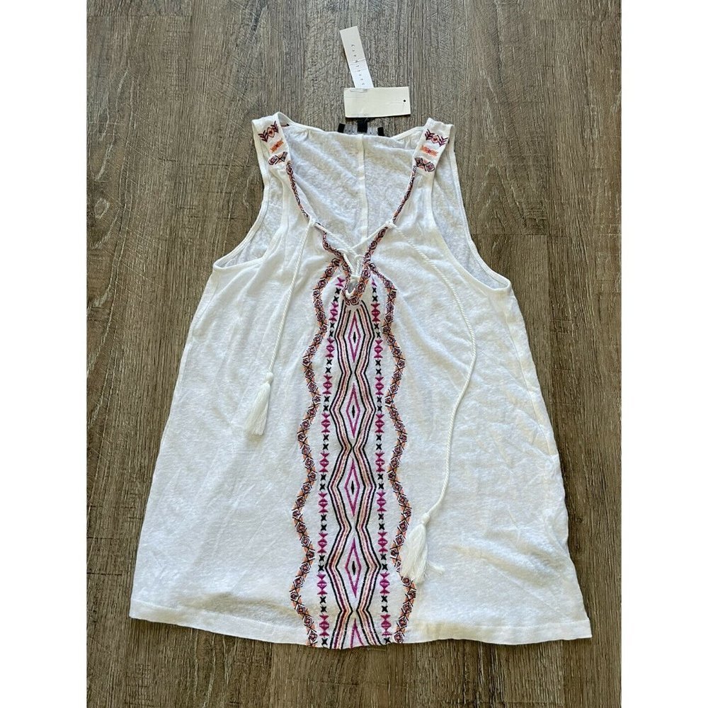 Sanctuary Womens Print Sleeveless Top White/Purple Sz Med